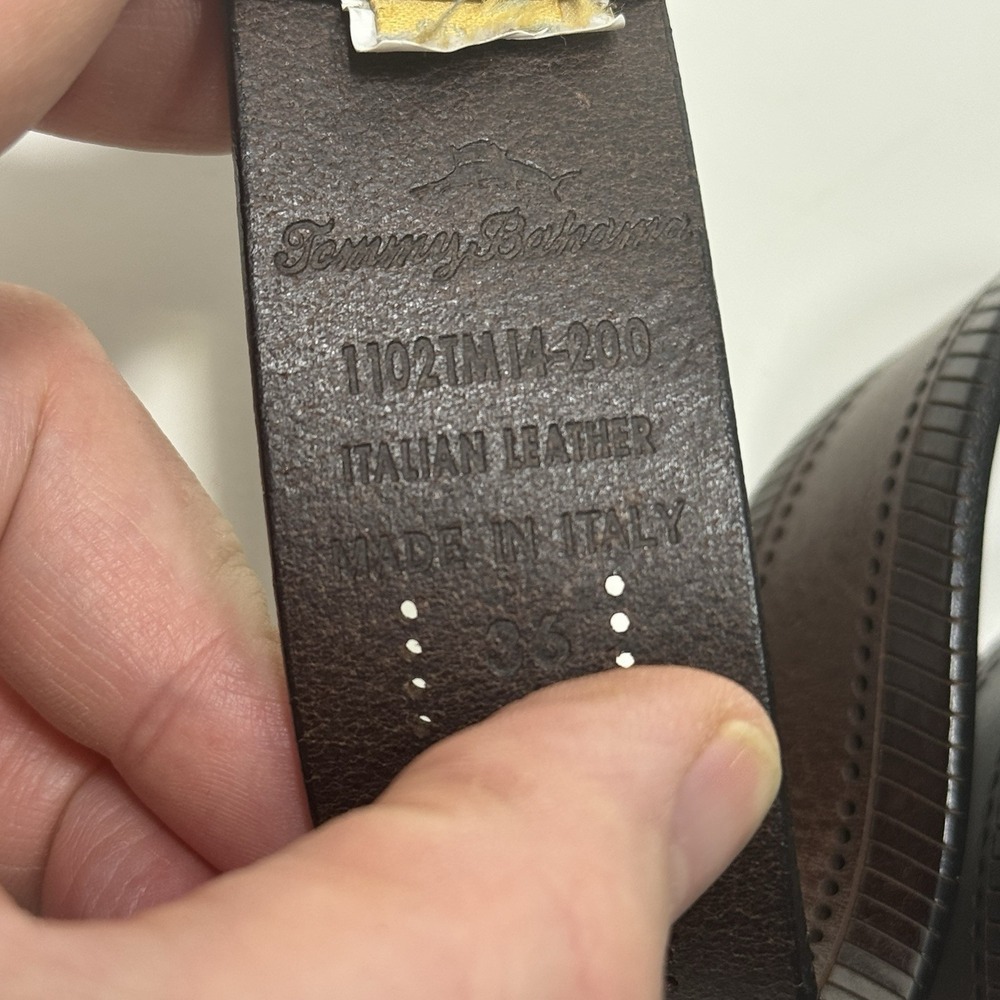 Tommy Bahama Leather Belt Men's Size 36 Italy 1102TM14-200 44" Long Brown Silver - Picture 5 of 8